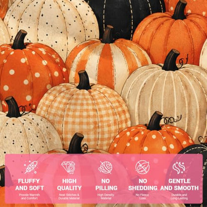 Fall / 40x60 Cozy Pumpkin Throw Blanket for Couch - Autumn Fleece