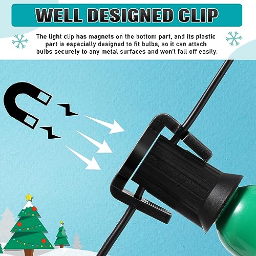 200 Pieces Magnetic Christmas Light Clips for C9 Bulbs - Black Square