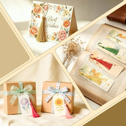 Gold Tassel Bookmark Charm Decoration - 100pcs DIY Craft Supplies