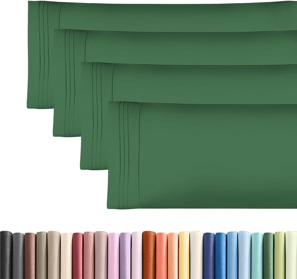 Skiennix Body Pillowcases Set of 4 | Soft & Breathable 20x54 Long Pillow Covers - Machine Washable in Emerald Green