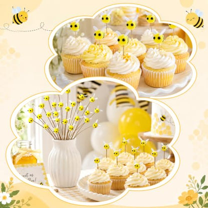 30Pcs Felt Bee Stems Honeybee Decor for Vase & Party Table Centerpieces