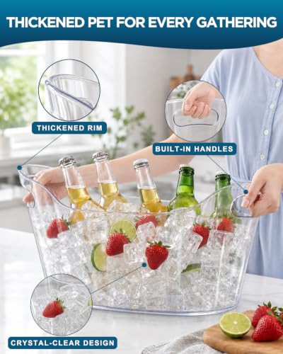 2 Pack 7.5L Plastic Ice Buckets with Scoops for Parties and Beverages