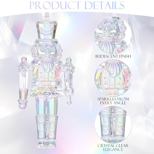 Iridescent Christmas Nutcracker Ornaments Set - 12 Soldier Decorations