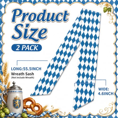 Oktoberfest Wreath Sash Set - Blue Checkered Front Door Decor