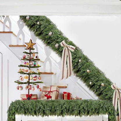 12FT Thick Christmas Cedar Garland with 300 Branches and Real Touch Layers - Extra Full, Green