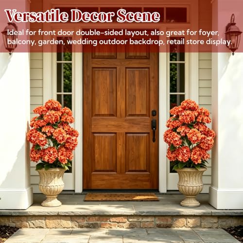 Artificial Hydrangea Tree 30 Inch Rust Orange 2 Pack - Faux Flower Bushes