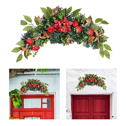 Flower Swag Door Wreath - Hydrangea & Red Bud Artificial Floral Garland
