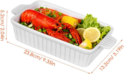 CALLARON 27 Oz Baking Dish - 9x5 Ceramic Casserole Dish with Handle for Lasagna & Cakes | White Bakeware