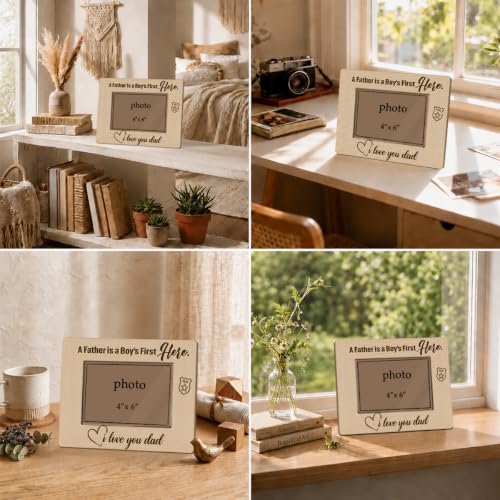 Father Pop Pop Picture Frame for 4x6 Photos Rustic Wooden Keepsake - Father03