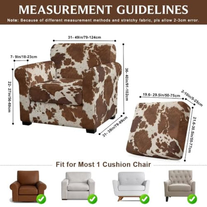 Light Cowhide Print Chair and a Half Cover with Elastic Fit - Sofa Protector