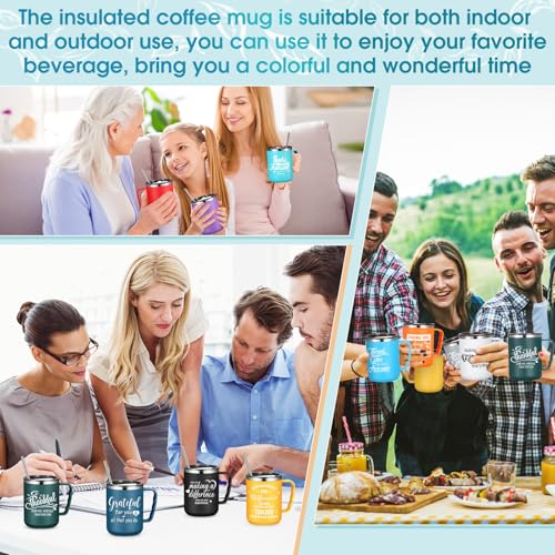 12-Pack Inspirational 17oz Coffee Mug Set with Handles Lids & Straws - Bulk Employee Appreciation Gift