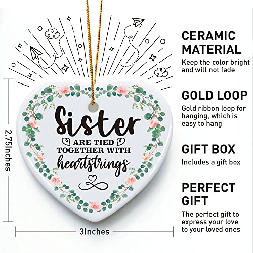 Heart-Shaped Holiday Ornament Keepsake Gift for Sister - Gold