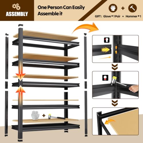Adjustable 5-Tier Garage Storage Shelves - 32x14x71 Inches, Wide Shelving Unit