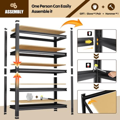 Adjustable 5-Tier Garage Storage Shelves - 32x14x71 Inches, Wide Shelving Unit