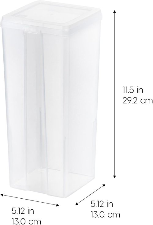 IRIS USA Vertical Storage Containers - Stackable Clear Bins with Lids for Home & Office Organization | 6 Pack