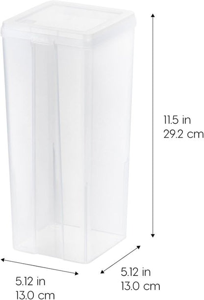 IRIS USA Vertical Storage Containers - Stackable Clear Bins with Lids for Home & Office Organization | 6 Pack