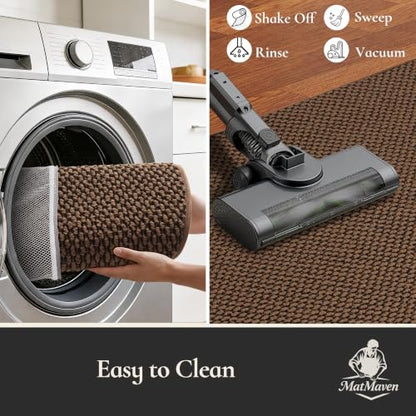 Dirt Trapper Half Circle Door Mat 17x30 Inches Brown Non-Slip Entryway Rug