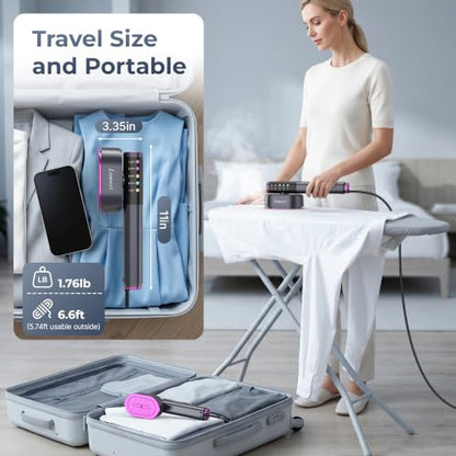 Travel Handheld Garment Steamer with Leak-Proof Water Tank - 15s Fast Heat Up, Adjustable Temperature
