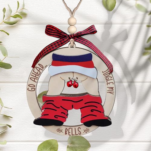 Funny Wooden Christmas Ornament - Jingle My Bell Holiday Decor for Adults