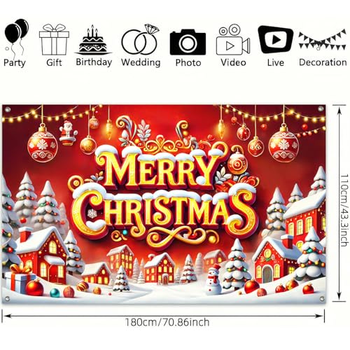 Christmas Tree Backdrop 71x43 Inches Holiday Party Decor