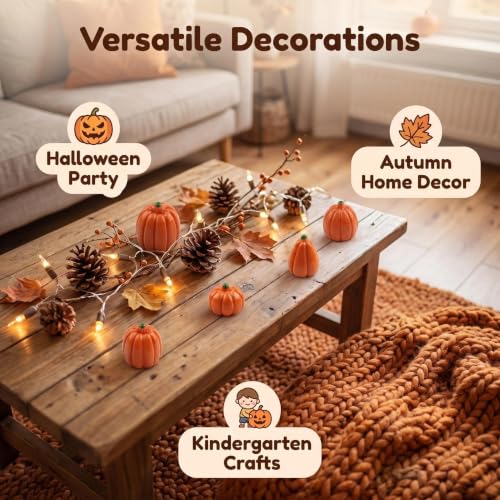 Miniature Artificial Pumpkins for Fall Halloween Thanksgiving Decor - 50 Pack