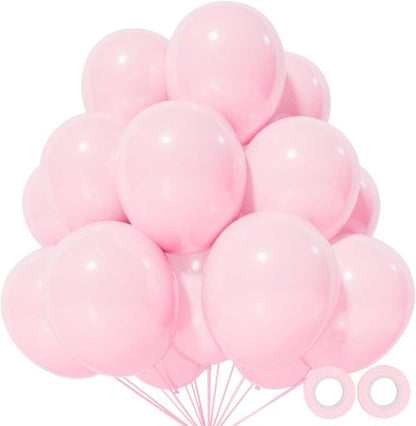 Light Pink Balloons by [Brand Name] - 12 Inch Latex Balloons for Birthday Party & Baby Shower | 110pcs with Ribbons