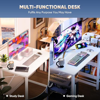 Small 32 Inch Computer Desk with X-Shaped Reinforcement - All White