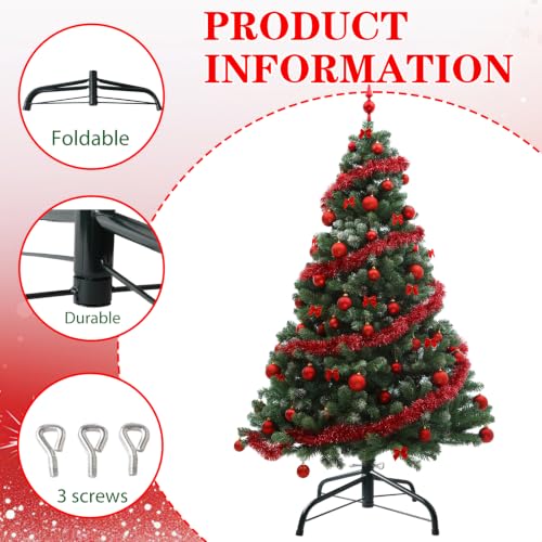 Black 16 Inch Folding Metal Christmas Tree Stand, Universal Artificial Tree Base
