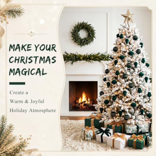 12 Pcs Velvet Christmas Ornaments Balls Flocked Holiday Decorations - Green
