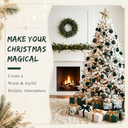 12 Pcs Velvet Christmas Ornaments Balls Flocked Holiday Decorations - Green