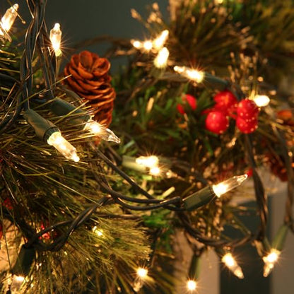 Toodour Warm White Christmas Lights 12.5ft 50 Count Indoor Outdoor String Lights - Connectable UL Certified Green Wire