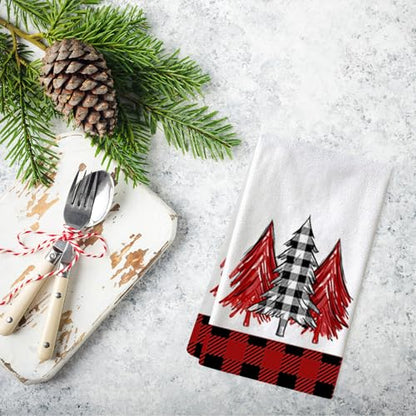 Christmas Kitchen Towels Set of 4 16x24 Inch Holiday Dish Cloths Absorbent Cotton