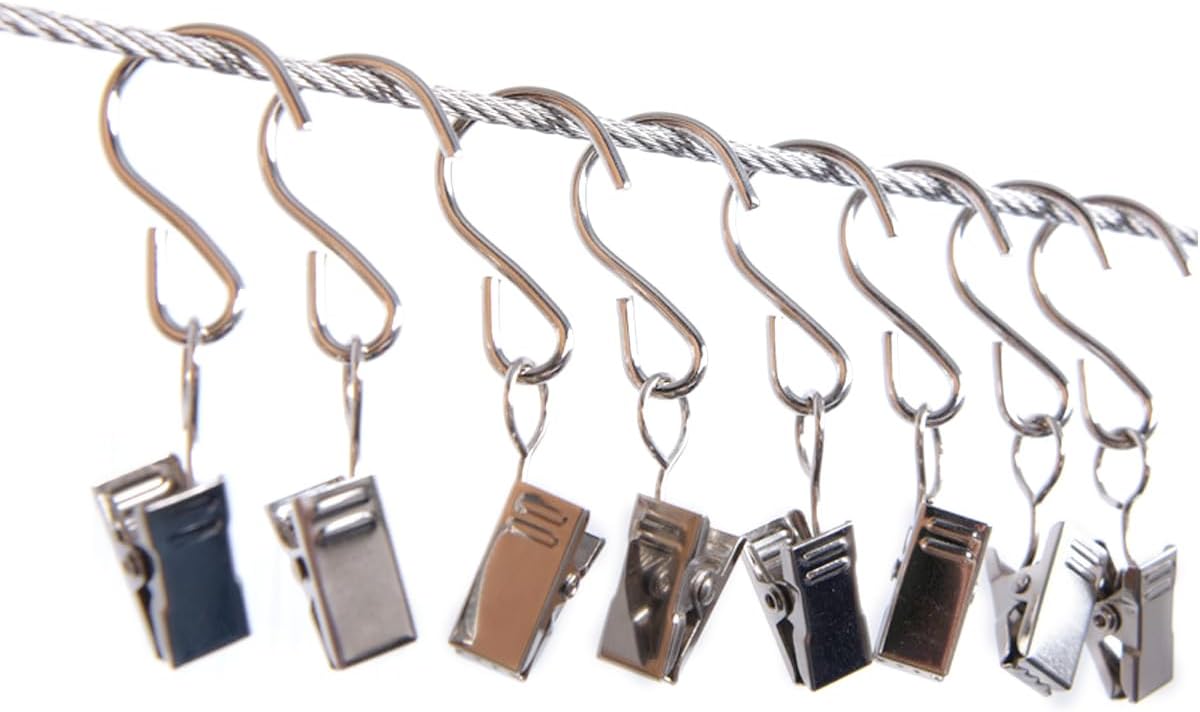 RONYOUNG Stainless Steel S Hooks - 50PCS Durable Curtain Clips for Hanging Lights & Decorations | 2.4 Inch Silver