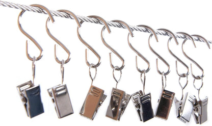 RONYOUNG Stainless Steel S Hooks - 50PCS Durable Curtain Clips for Hanging Lights & Decorations | 2.4 Inch Silver