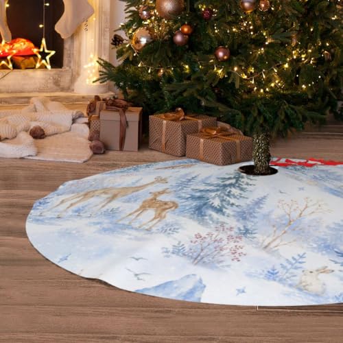 Camo Deer Snowflake Tree Skirt - 36 Inch Christmas Decoration for Holiday Tree