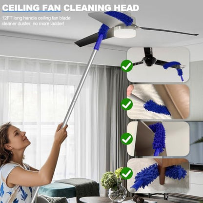 OJLUOJ Light Bulb Changer for High Ceilings 12FT Light Bulb Pole Changer for High Ceilings and Recessed Lights with Baskets and Suction Cup Light Bulb Removal Tool for Household Hanging Lights