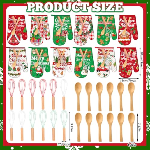 Christmas Oven Mitt Set - Classic Holiday Baking Gift Pack with 12 Styles