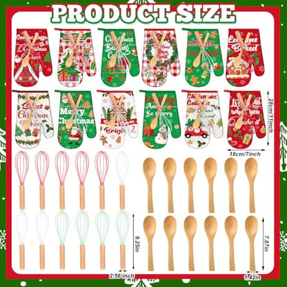 Christmas Oven Mitt Set - Classic Holiday Baking Gift Pack with 12 Styles