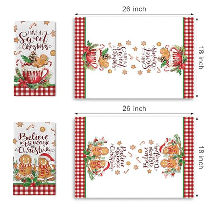 Have A Sweet Christmas Gingerbread Man Kitchen Dish Towels Set of 2 - Farmhouse Holiday Decor