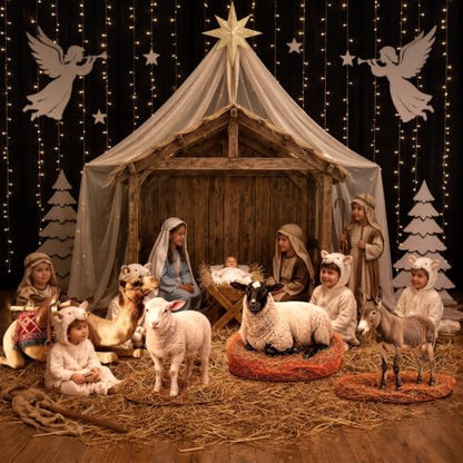 Christmas Nativity Cardboard Cutouts Set - Stable Scene Decor for Church & Holiday Events