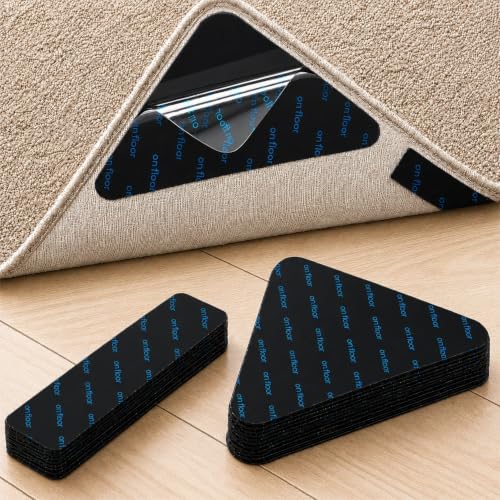 Triangle Black Rug Grippers 24 Pack Non Slip Rug Tape for Hardwood & Tile Floors