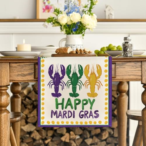 Happy Mardi Gras Carnival Table Runner 13 x 120 Inch Purple Seasonal Holiday Decor