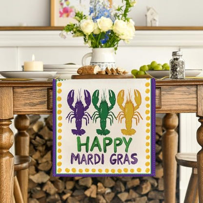Happy Mardi Gras Carnival Table Runner 13 x 120 Inch Purple Seasonal Holiday Decor