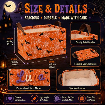 Personalized Halloween Trick-or-Treat Basket with Custom Name - Spooky Decor Gift