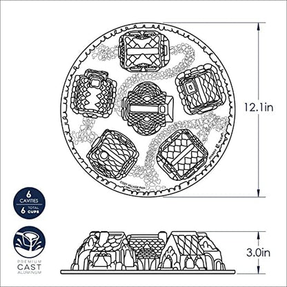 Nordic Ware Cozy Village Gingerbread House, 6 Cups, Silver