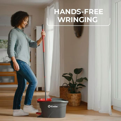 O-Cedar EasyWring Microfiber Spin Mop - Complete Floor Cleaning System with 4 Extra Refills