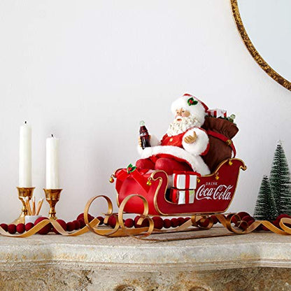 Christmas Santa Figurine with Coca-Cola Sleigh - Holiday Home Decor