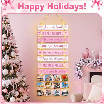 Hanging Photo Display with Lights and Remote for Girls Room Decor