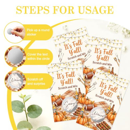 It's Fall Y'all Bonfire Picnic Party Scratch Off Cards Red027 - 50 Pack