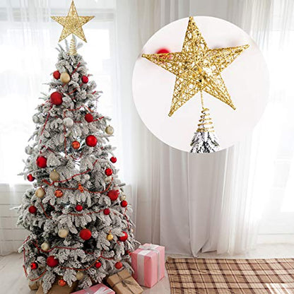 10-Inch Gold Christmas Tree Topper Star Holiday Decoration Glitter Metal